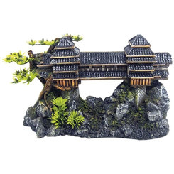 Nobby dekorace do akvária asijský most s rostlinami 26,5 cm