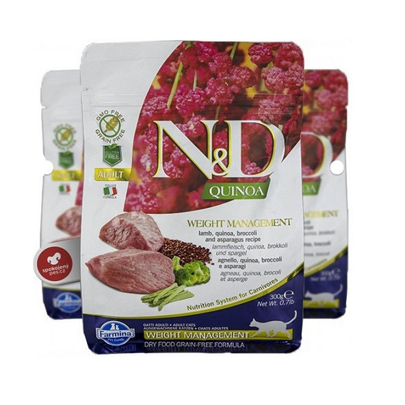 Farmina N&D Quinoa GF Weight jehně granule pro kočky 0,3 kg