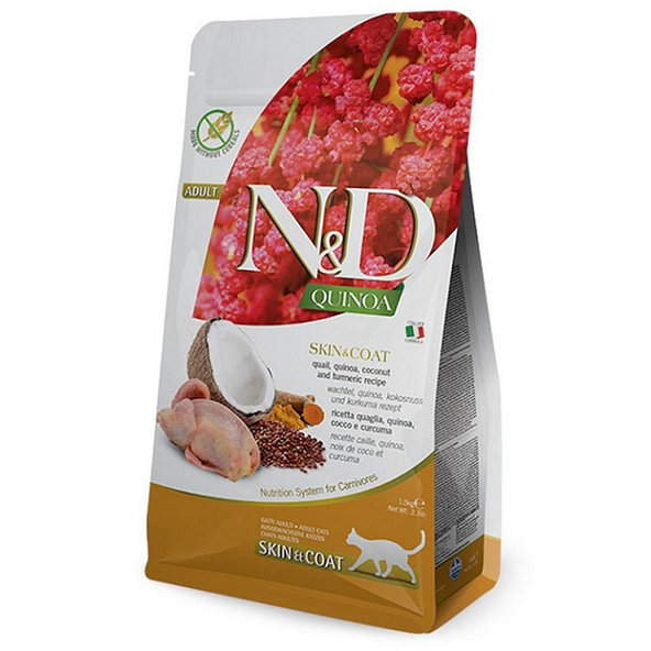 Farmina N&D Cat Quinoa GF adult Skin & Coat křepelka kokos 1,5 kg