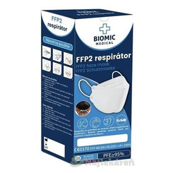 Biomic respirátor FFP2 třípanelový bílý 20 ks