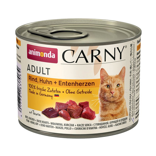 Animonda Carny® Adult konzerva pro kočky hovězí kuře kachní srdíčka 6x200 g