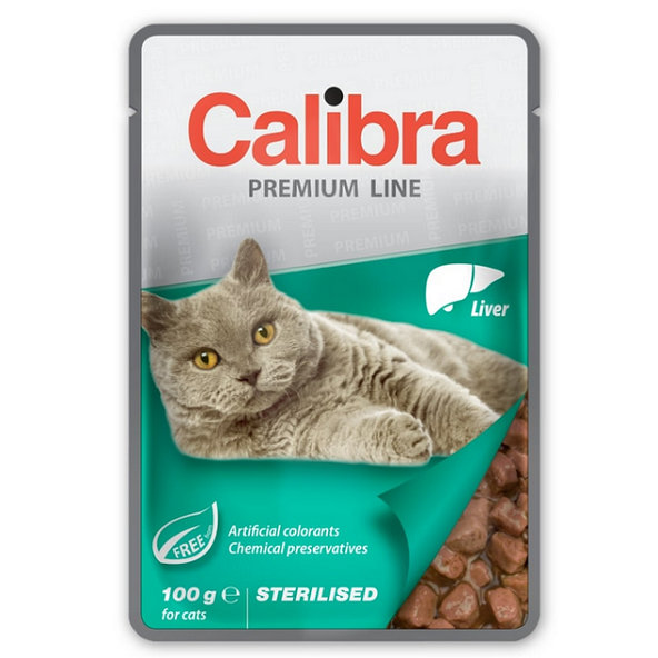 Calibra Premium Cat Sterilised kapsičky s játry v omáčce pro sterilizované kočky 24 × 100 g