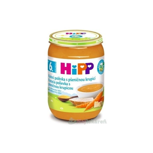 HiPP BIO příkrm kuřecí polévka s pšeničnou krupicí 5m+