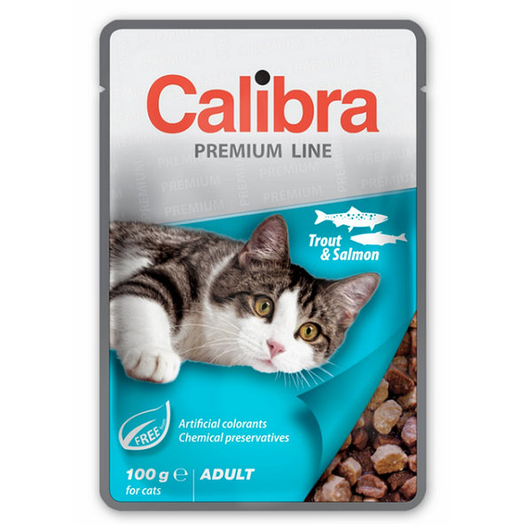 Calibra Premium Cat Adult pstruh a losos kapsička 24×100 g