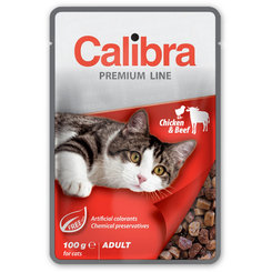 Calibra Premium Cat Adult kuře a hovězí v omáčce kapsička 24×100g