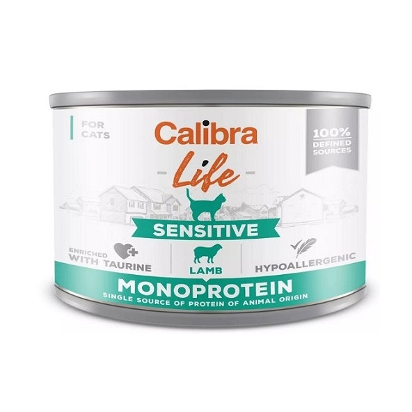 Calibra Cat Life Adult Sensitive jehněčí konzerva pro kočky 6×200 g