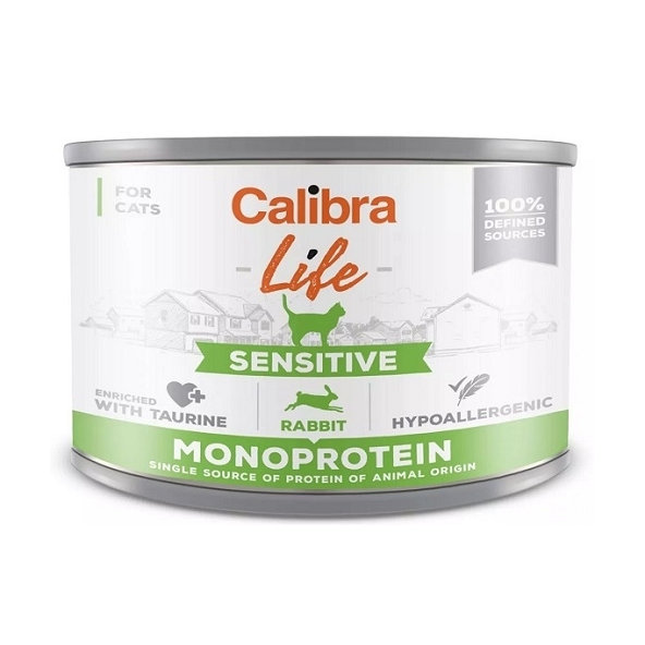 Calibra Cat Life Adult Sensitive králík konzerva pro kočky 6×200 g