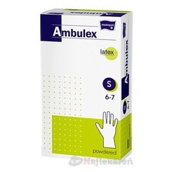 Ambulex vyšetřovací latexové rukavice pudrované velikost S 100 ks