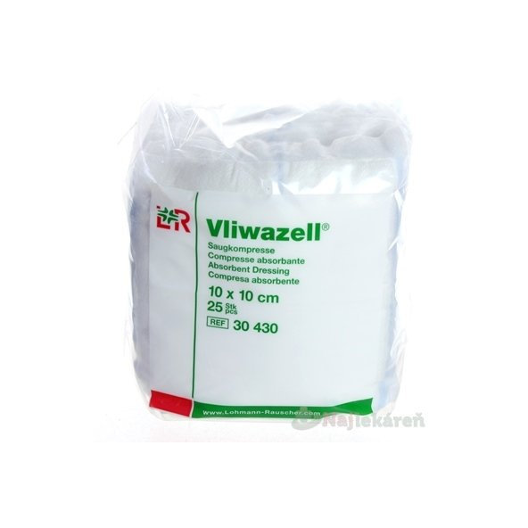 Vliwazell 10x10 cm 25 ks kompresů