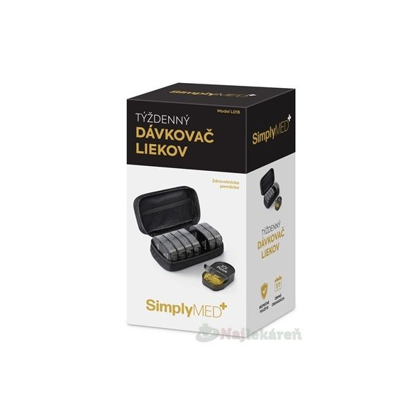 SimplyMED týdenní dávkovač léků s pouzdrem