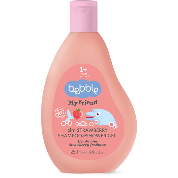 Bebble dětský šampon a sprchový gel 2v1 jahoda 250 ml