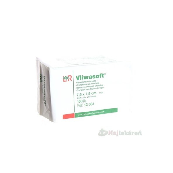 Vliwasoft nesterilní kompresy 7,5×7,5 cm 4vrstvé 100 ks