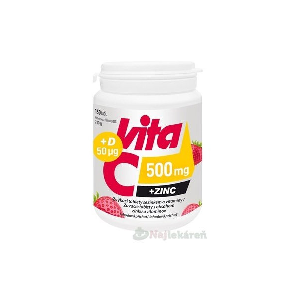 Vitabalans Vita C 500 mg + zinek + D 50 µg 150 žvýkacích tablet