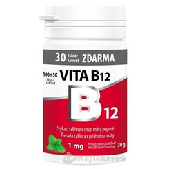 Vitabalans Vita B12 1 mg žvýkací tablety máta 100+30 tablet