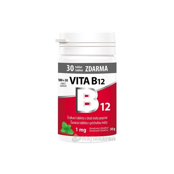 Vitabalans Vita B12 1 mg žvýkací tablety máta 100+30 tablet