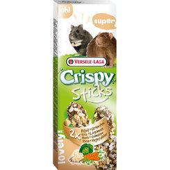 Versele-Laga Crispy Sticks Hamsters & Rats pamlsek pro křečky a potkany s rýží a zeleninou 2 ks 110 g