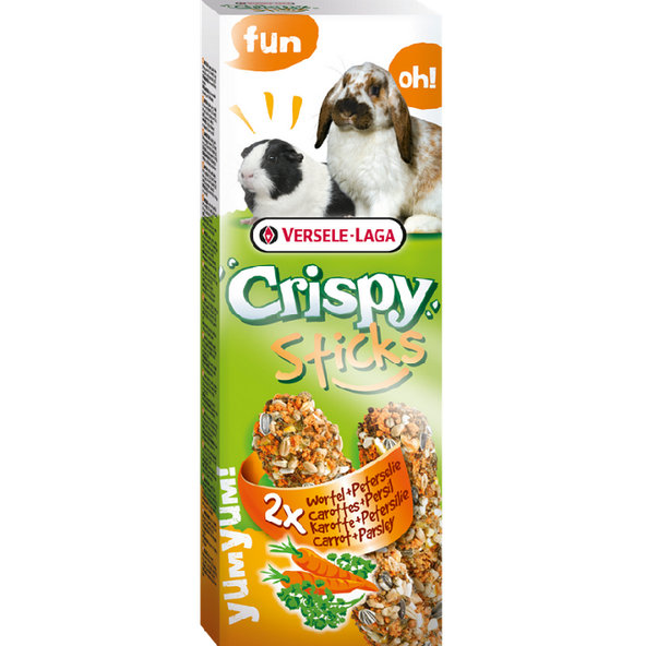 Versele-Laga Crispy Sticks Rabbits & Guinea Pigs pamlsek pro králíky a morčata s mrkví a petrželí 2 ks 110 g