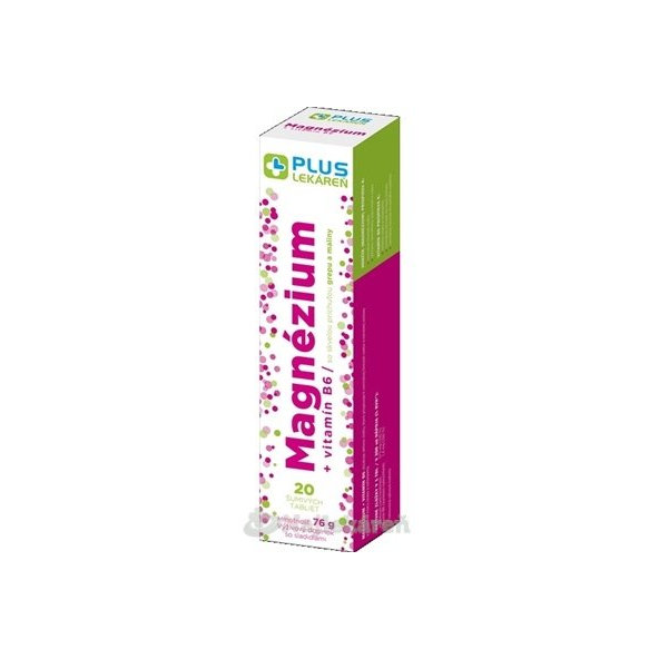 Plus Lekáreň Magnézium + vitamín B6 grep-malina 20 ks