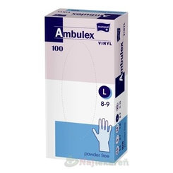 Ambulex vyšetřovací vinylové rukavice nepudrované velikost L 100 ks
