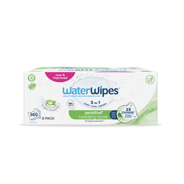 WaterWipes Vlhčené ubrousky Hydrating Clean bez obsahu plastů 6×60 ks