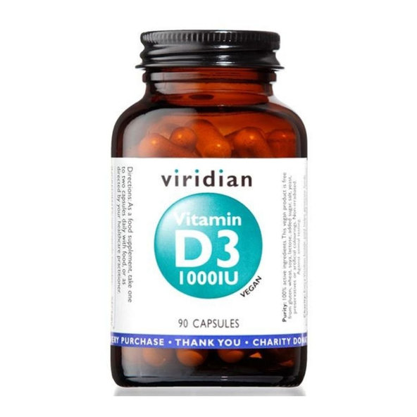 Viridian vitamin D3 1000 IU 90 kapslí