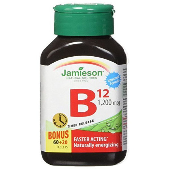 Jamieson vitamin B12 methylkobalamin 1200 µg 80 tablet