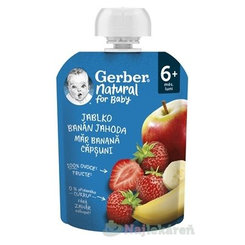 Gerber Natural ovocná kapsička jablko, banán a jahoda 6 m+ 90 g