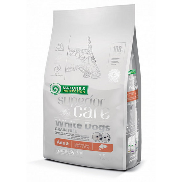 Natures Protection SC White psy adult malí a mini losos 1,5 kg