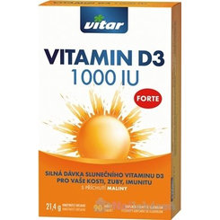 Vitar Vitamin D3 Forte 1000 IU malinové tablety 90 ks