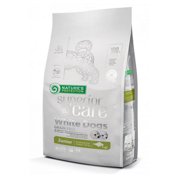 Natures Protection SC White psy junior malí, mini bílá ryba 10 kg