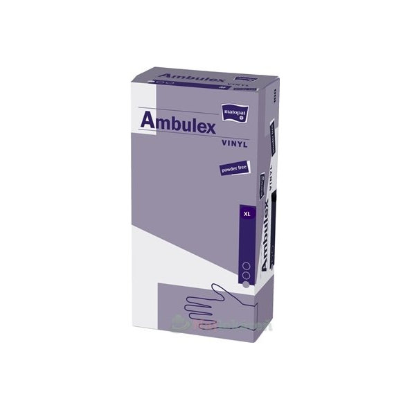 Ambulex vyšetřovací vinylové rukavice nepudrované velikost XL 100 ks