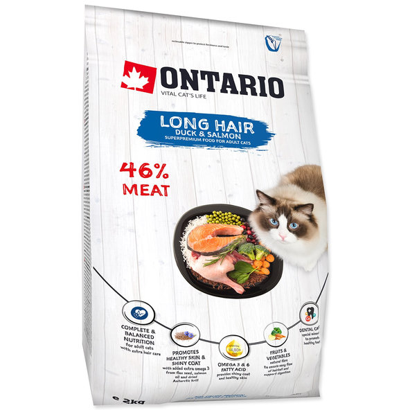 Ontario Cat Longhair krmivo pro dlouhosrsté kočky 2 kg