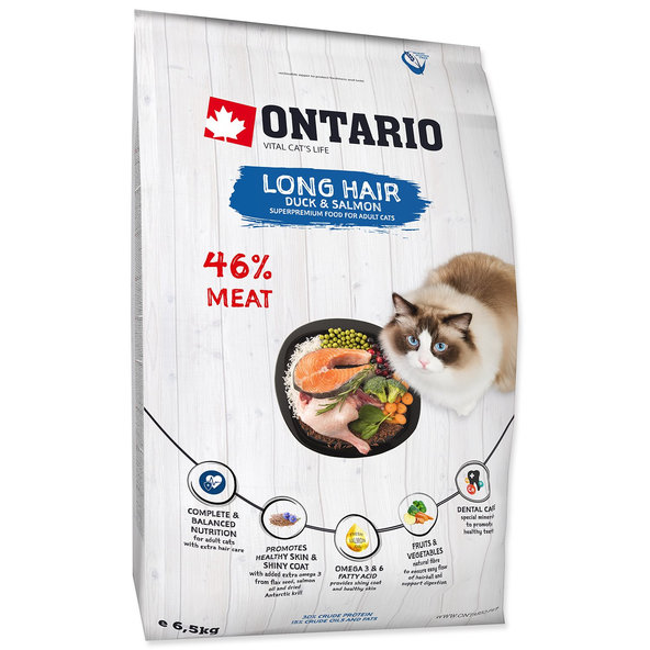 Ontario Cat Longhair krmivo pro dlouhosrsté kočky 6,5 kg