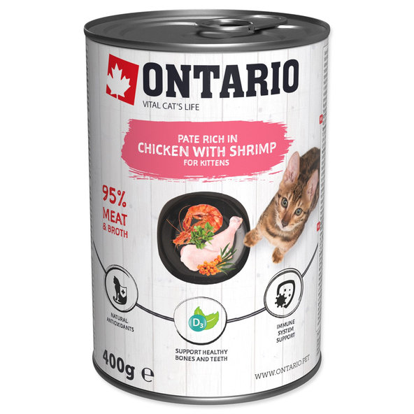 Ontario Kitten kuře s krevetami paštika pro koťata 400 g