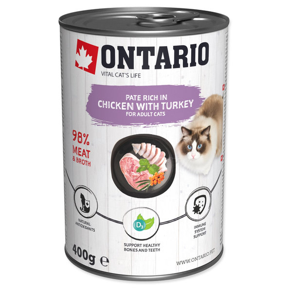 Ontario konzerva pro psy kuře a krůta paté 400 g
