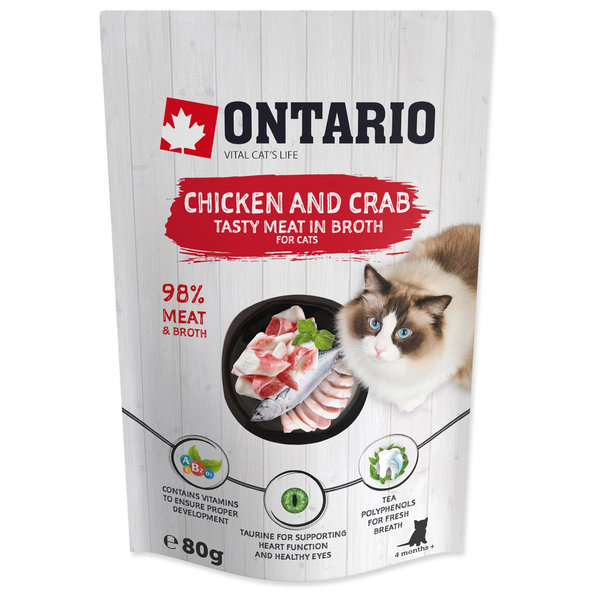 Ontario kuře a krab ve vývaru kapsička pro kočky 80 g