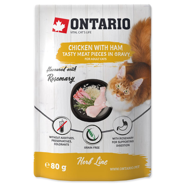 Ontario kuře se šunkou v omáčce kapsička pro kočky 80 g