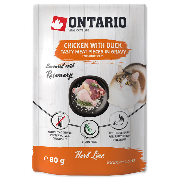 Ontario kuře a kachna v omáčce kapsička pro kočky 80 g