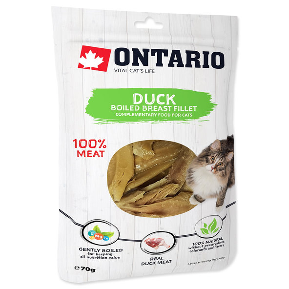 Ontario vařené kachní prsní filety pamlsek pro psy 70 g