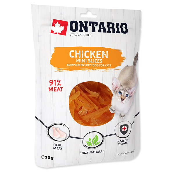 Ontario kuřecí mini kousky pamlsek pro kočky 50 g