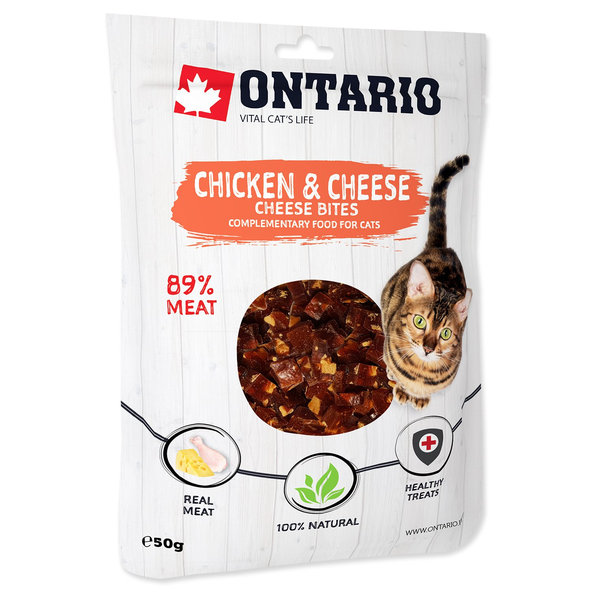 Ontario kuřecí kousky se sýrem pamlsek pro kočky 50 g
