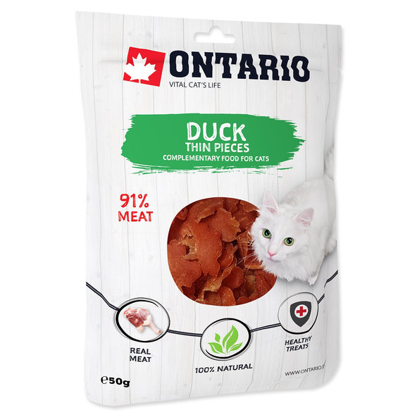 Ontario kachní tenké plátky pamlsek pro kočky 50 g