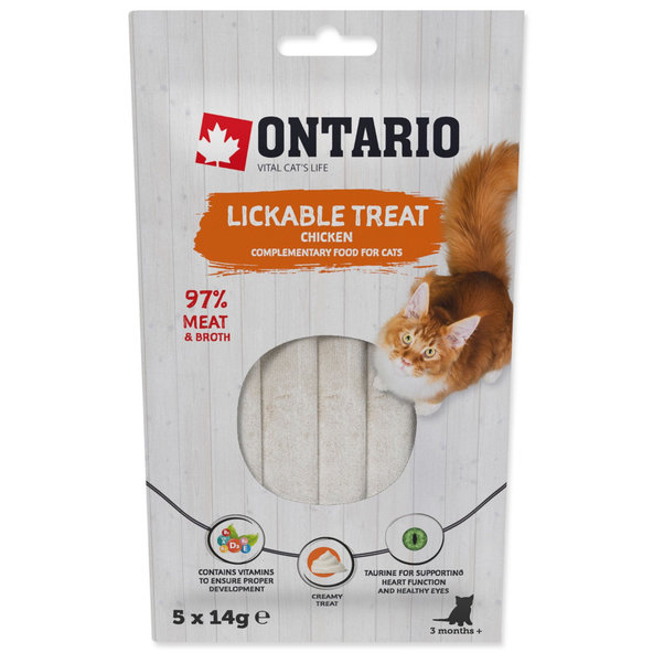 Ontario lízací pamlsek s kuřecím pro kočky 5 × 14 g