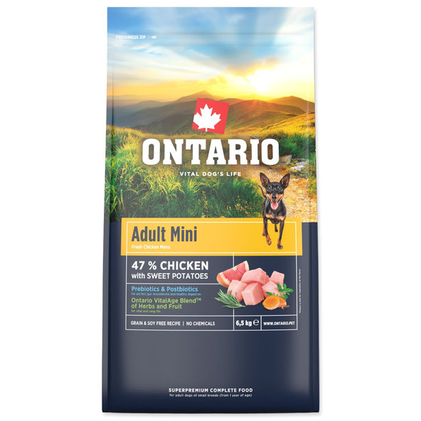 Ontario Adult Mini Chicken & Sweet Potatoes krmivo pro psy 6,5 kg