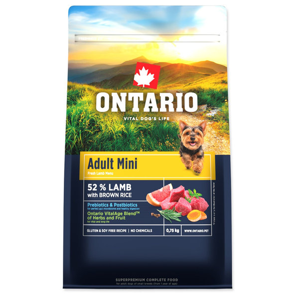 Ontario Adult Mini Lamb & Brown Rice krmivo pro psy 750 g