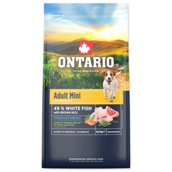 Ontario Adult Mini Fish & Brown Rice krmivo pro dospělé psy malých plemen 6,5 kg