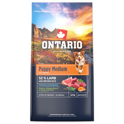 Ontario Puppy Medium Lamb & Brown Rice krmivo pro štěňata 6,5 kg