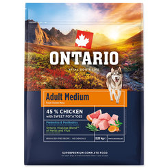 Ontario Adult Medium Chicken & Sweet Potatoes krmivo pro psy 2,25 kg