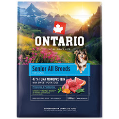 Ontario Senior All Breeds Monoprotein krmivo pro psy s tuňákem a batáty 2,25 kg