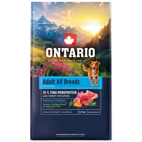 Ontario Adult All Breeds Monoprotein krmivo pro psy tuňák a batáty 750 g